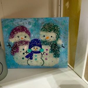 Handmade by me!  Painted and finished with resin and crushed glass